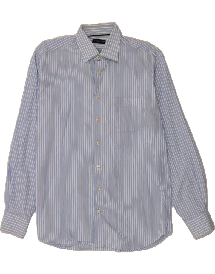 TOMMY HILFIGER Mens Tailored Shirt Size 41 Large Blue Striped Cotton Vintage Tommy Hilfiger and Second-Hand Tommy Hilfiger from Messina Hembry 