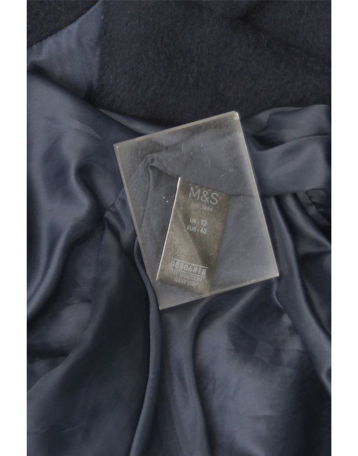 Marks & Spencer Dame Overfrakke UK 12 Medium Navy Blue Polyester