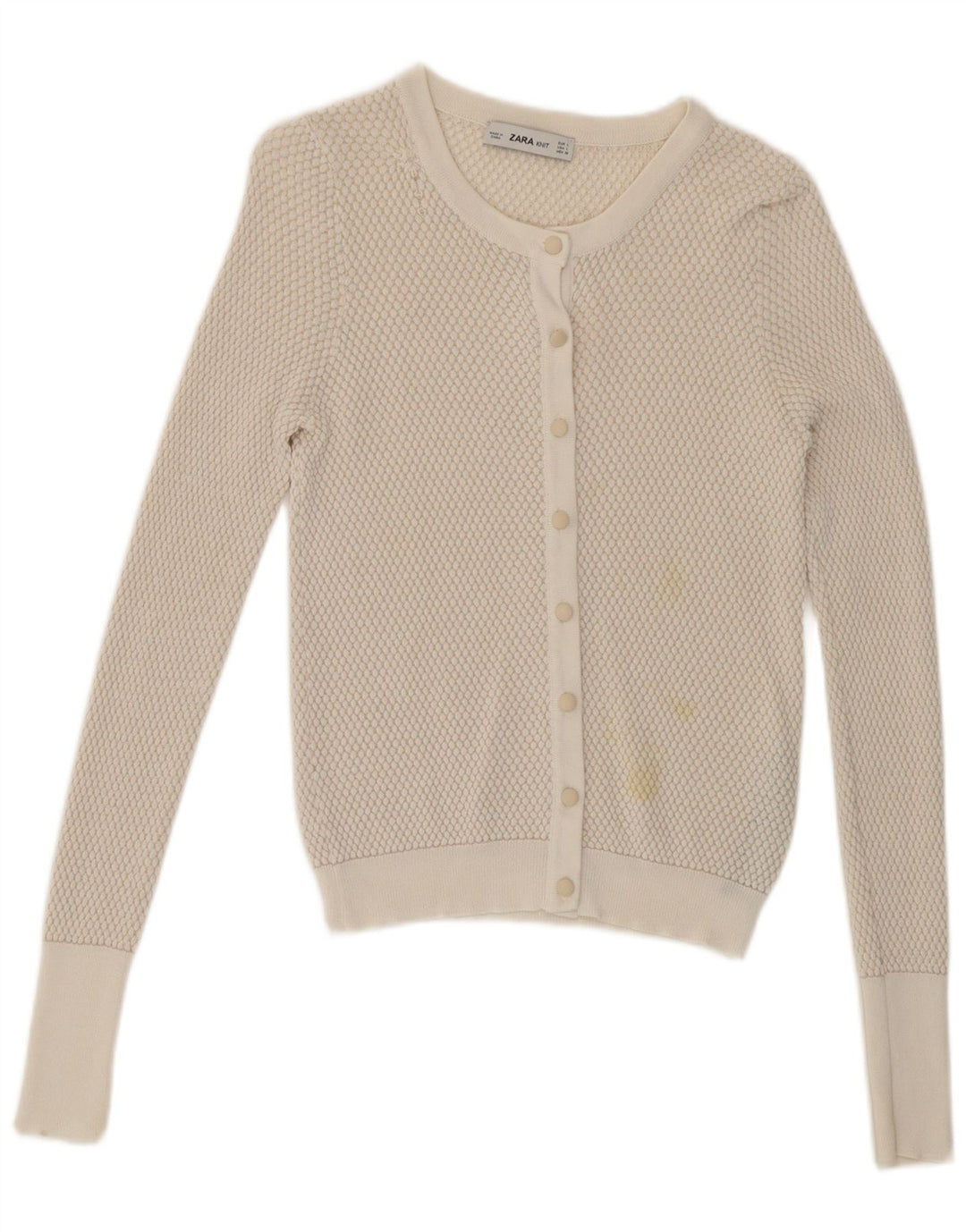 Zara Dame Cardigan Sweater UK 14 Stor Beige Viscose