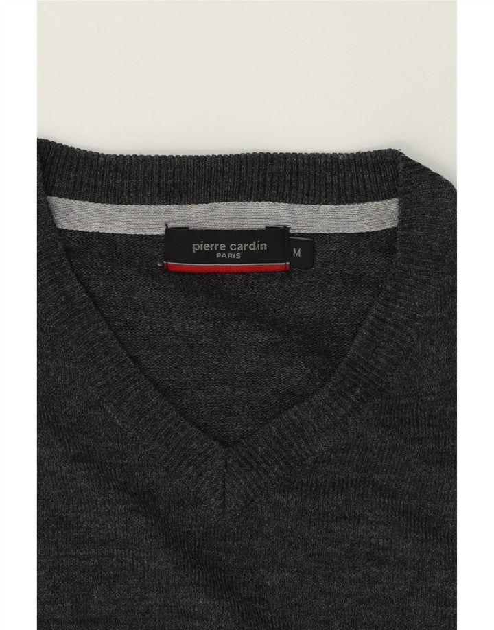 PIERRE CARDIN Mens V-Neck Jumper Sweater Medium Grey Acrylic Vintage Pierre Cardin and Second-Hand Pierre Cardin from Messina Hembry 