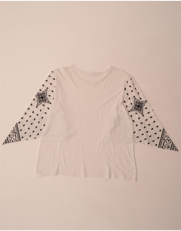 ZARA Dame Bluse Top UK 14 Medium White Paisley