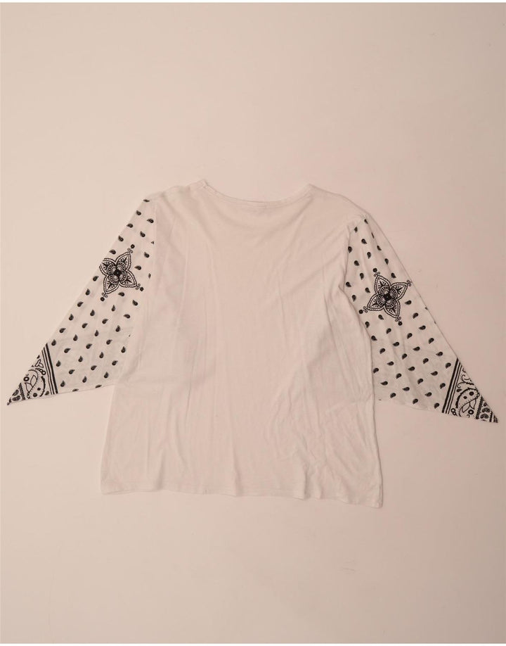 ZARA Dame Bluse Top UK 14 Medium White Paisley
