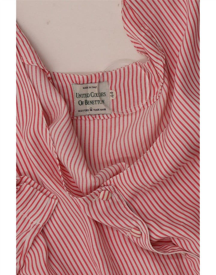 Benetton Dame Kortærmet Bluse IT 44 Medium Rød Nålestribe