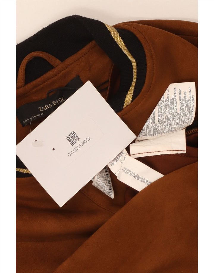 Zara Womens Bomber Jacket UK 14 Medium Brown Polyester