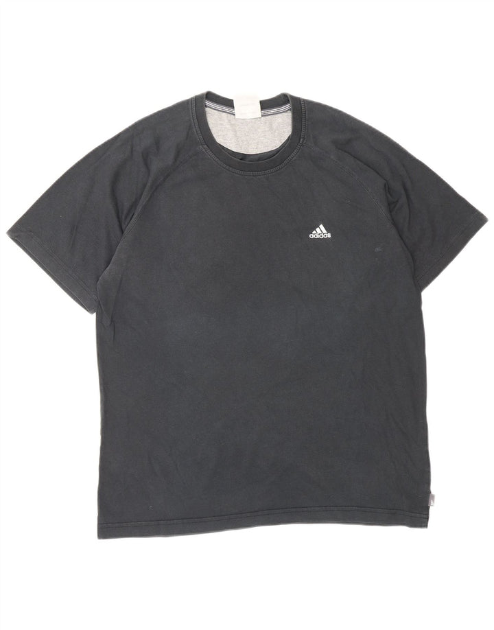 ADIDAS Herre T-Shirt Top Medium Sort Bomuld