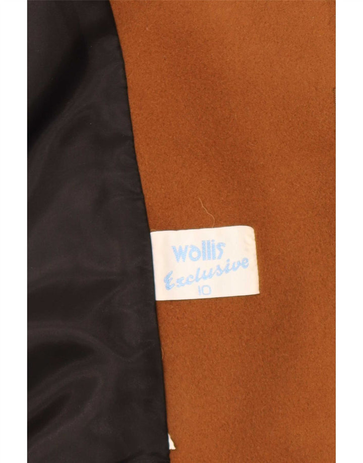 Vintage Dame Oversized Front Tie Overfrakke UK 10 Small Brown Colourblock