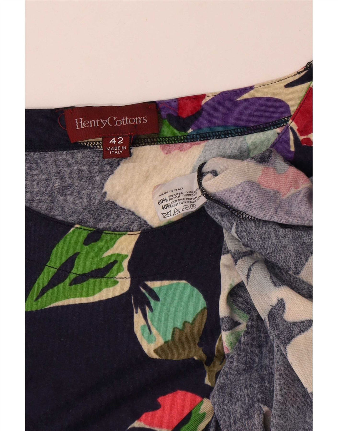 Henry Cottons Dame Top Langærmet IT 42 Medium Navy Blue Floral Viscose