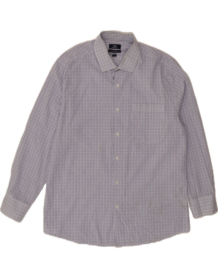 DOCKERS Mens Fitted Shirt Size 16 16 1/2 Large Blue Check Cotton Vintage Dockers and Second-Hand Dockers from Messina Hembry 