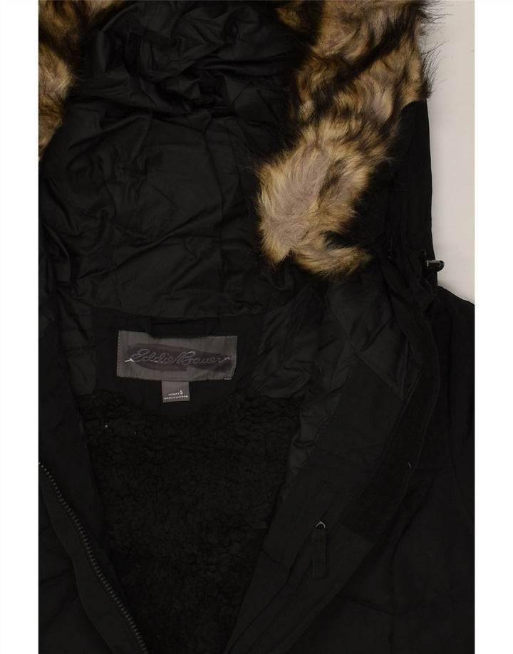 EDDIE BAUER Womens Hooded Padded Coat UK 10 Small Black Polyester | Vintage Eddie Bauer | Thrift | Second-Hand Eddie Bauer | Used Clothing | Messina Hembry 