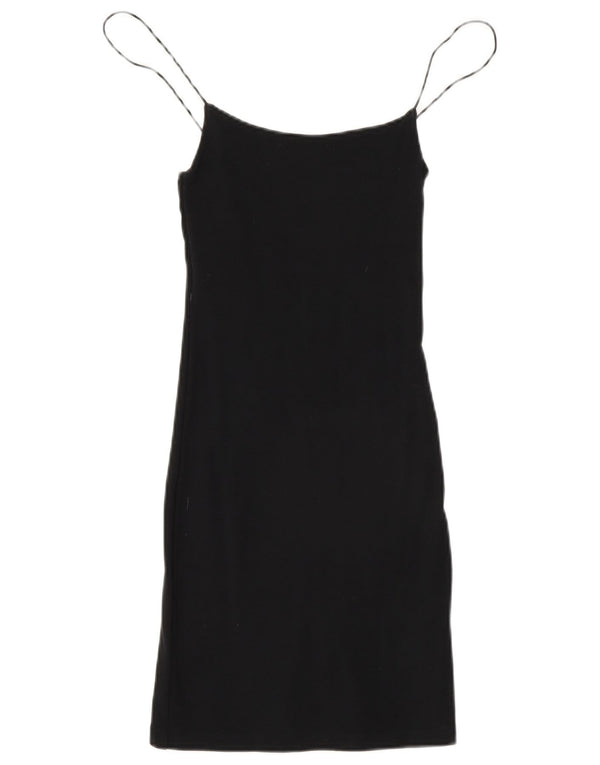 Zara Womens Slip Dress UK 8 Small Black Bomuld