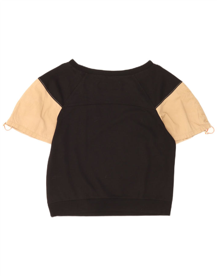 Benetton Dame Sweatshirt Jumper UK 16 Large Black Colourblock