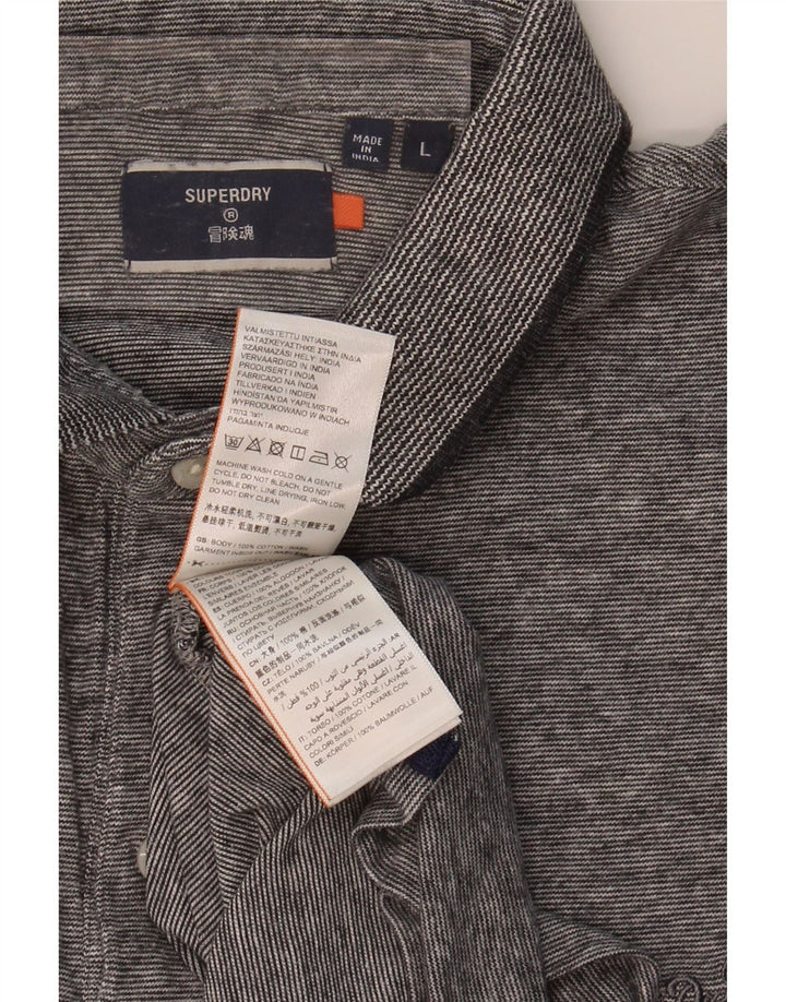 SUPERDRY Mens Polo Shirt Large Grey Flecked Cotton Vintage Superdry and Second-Hand Superdry from Messina Hembry 