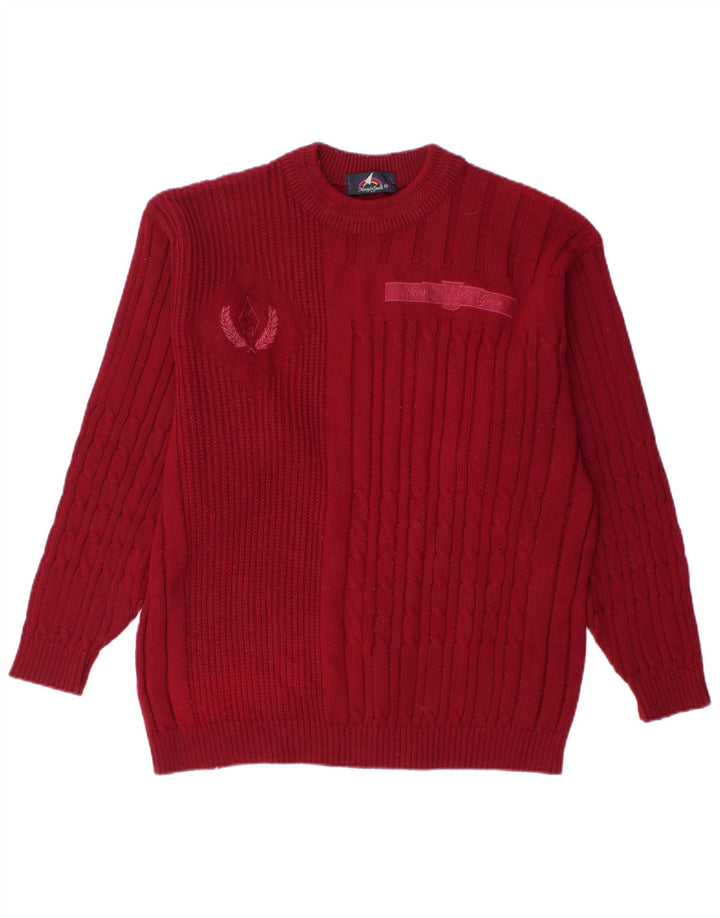 VINTAGE Herre sweater med rund hals, medium rødbrun uld