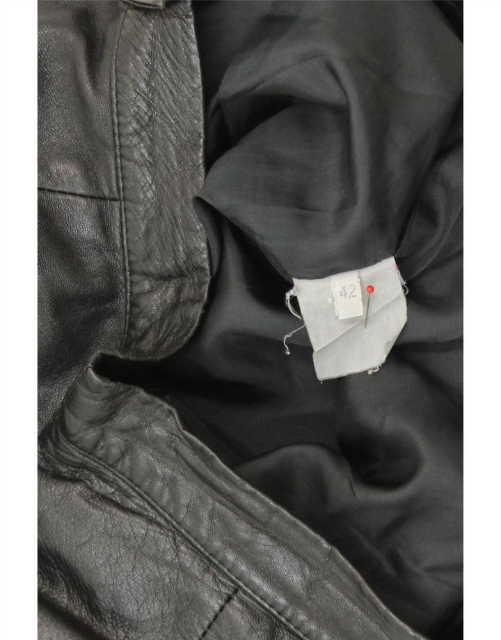 VINTAGE Womens Leather Skirt IT 42 Medium W28 Black Vintage Vintage and Second-Hand Vintage from Messina Hembry 