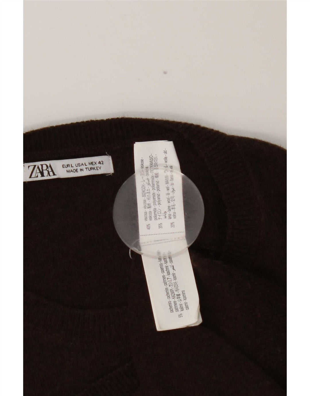 Zara Dame sweater med rund hals DK 16 Stor brun viskose