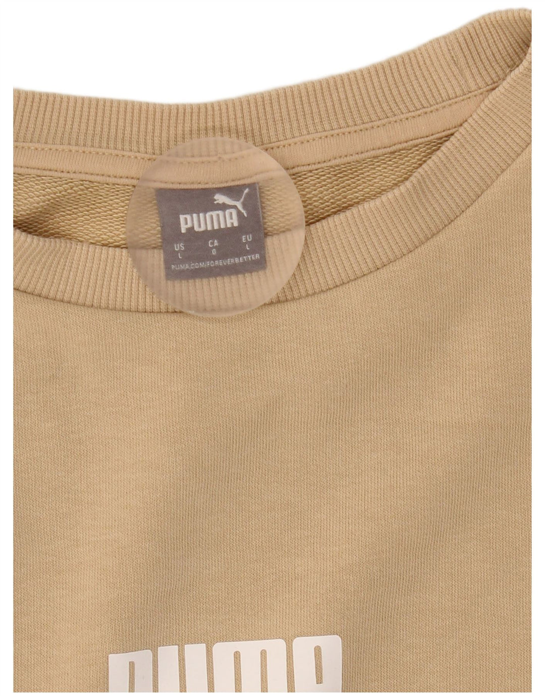 Puma Graphic Sweatshirt Jumper UK 16 Large Beige Colourblock