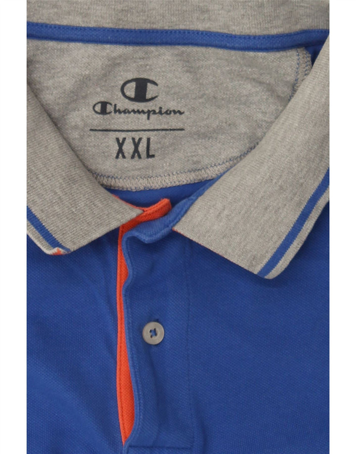 CHAMPION Mens Polo Shirt 2XL Blue Cotton Vintage Champion and Second-Hand Champion from Messina Hembry 