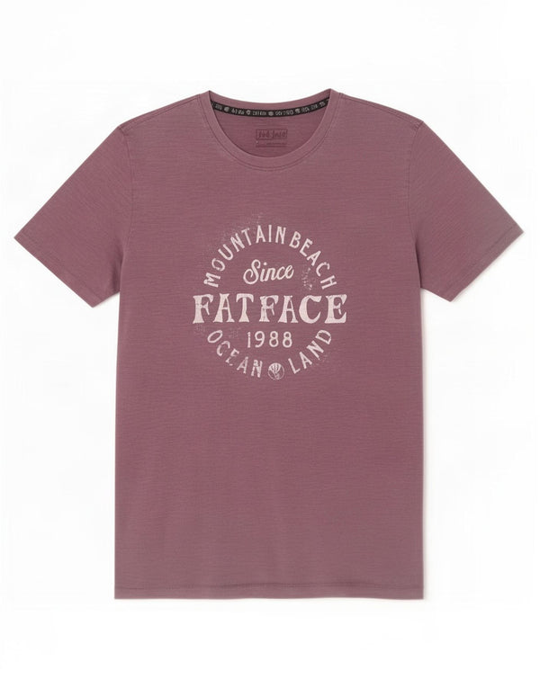 Fat Face Herre grafisk T-shirt Top Medium Lilla Bomuld
