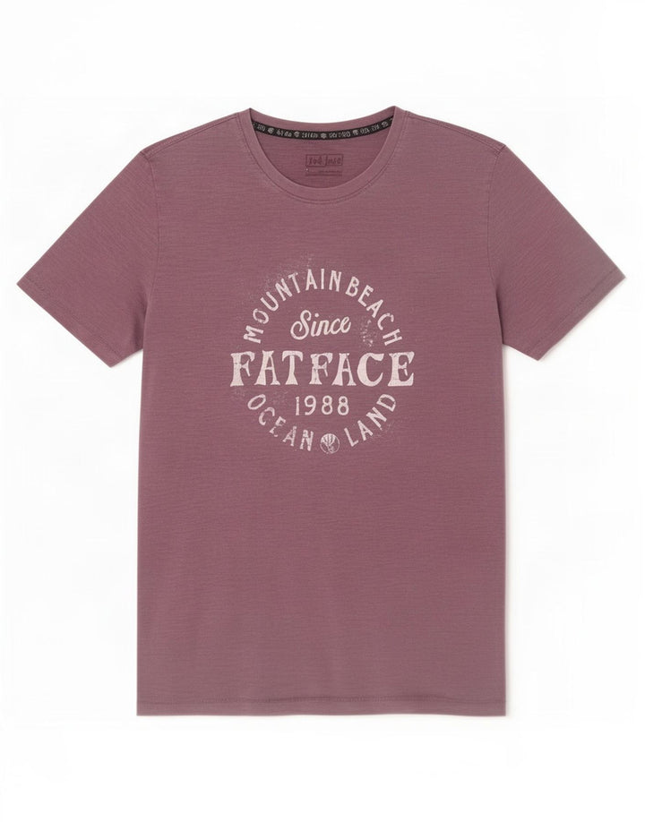 Fat Face Herre grafisk T-shirt Top Medium Lilla Bomuld