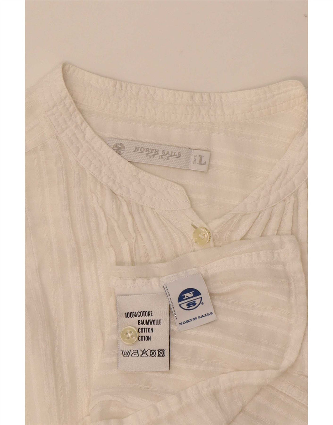 North Sails Dame 3/4 ærmet bluse Top UK 14 Stor Hvid Bomuld