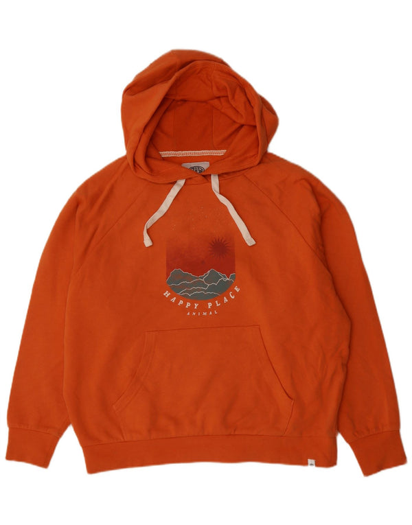 Animal Dame Grafisk Oversized Hoodie Jumper UK 8 Small Orange Bomuld