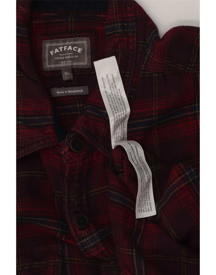 Fat Face Herre Flannel Shirt XL Bourgogne Ternet Bomuld