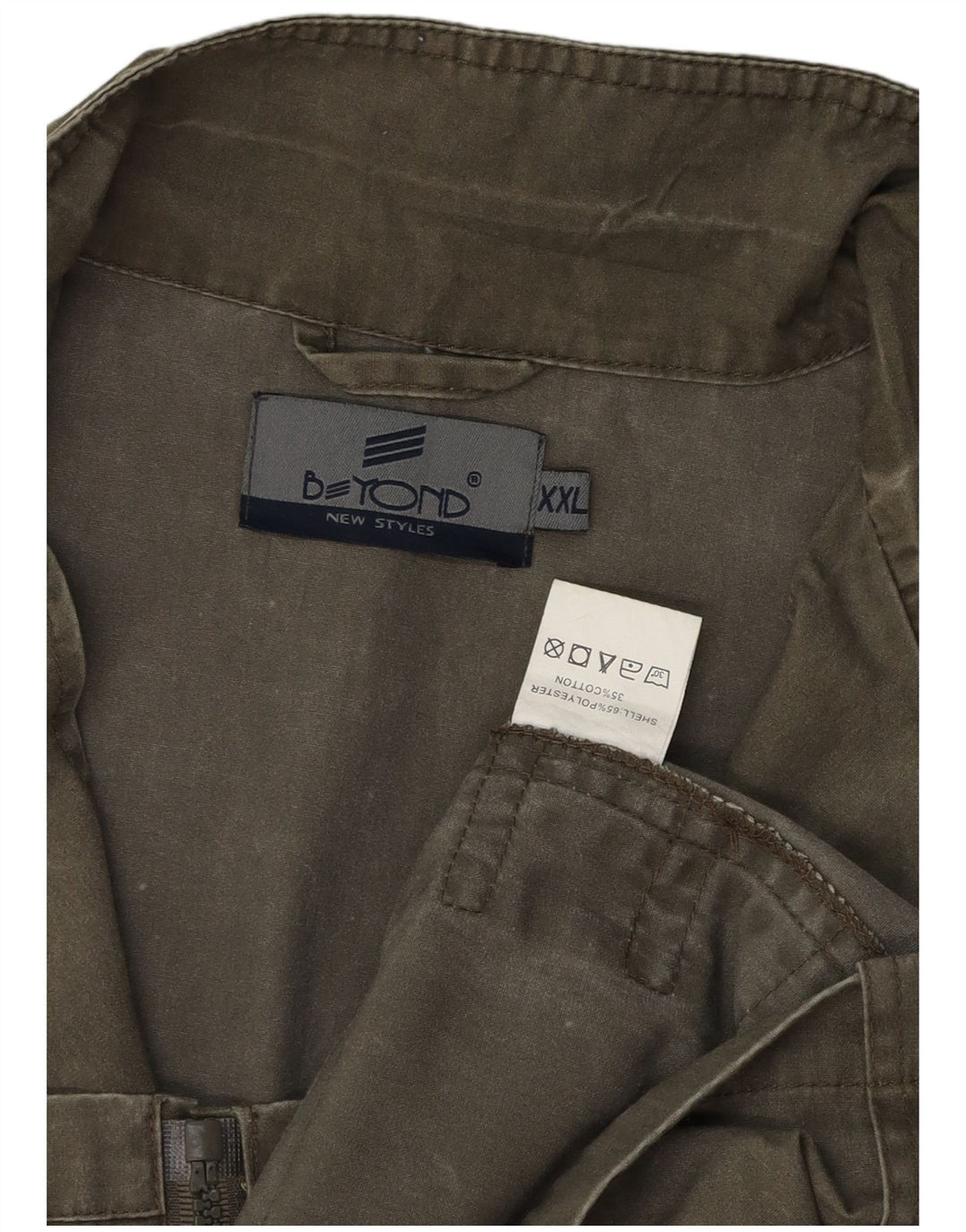 Beyond Mens Utility Gilet UK 44 2XL Khaki Cotton