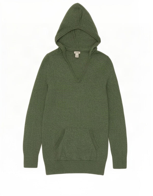 L.L.Bean Dame Longline hættetrøje Sweater UK 6 XS Green Cashmere
