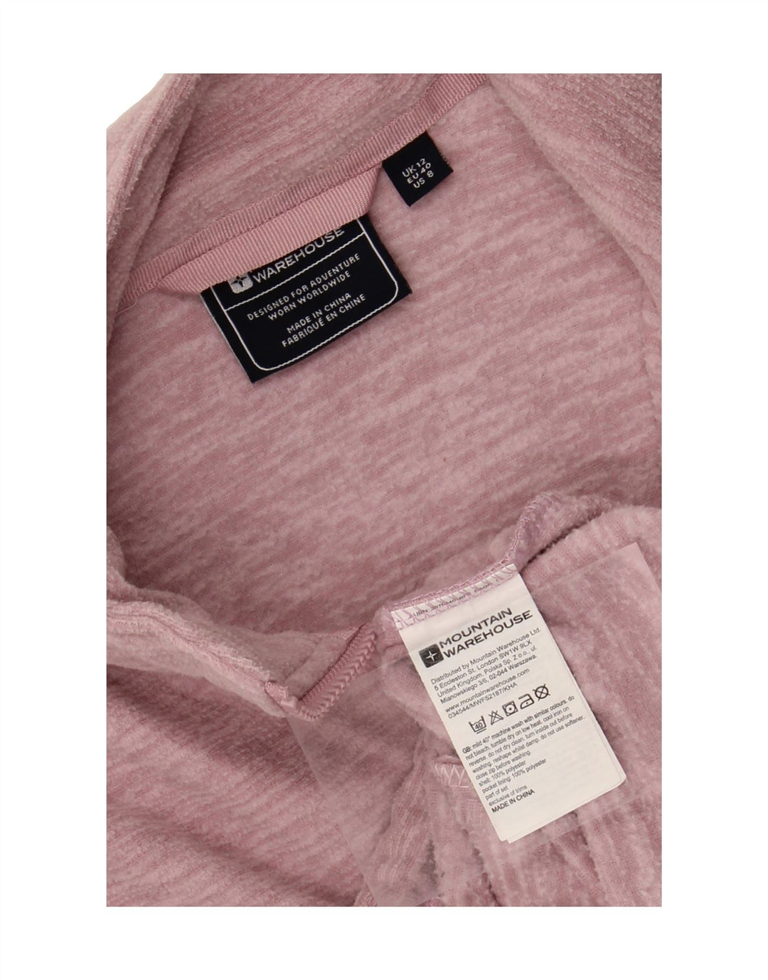 MOUNTAIN WAREHOUSE Womens Fleece Jacket UK 12 Medium Pink Flecked Vintage Mountain Warehouse and Second-Hand Mountain Warehouse from Messina Hembry 