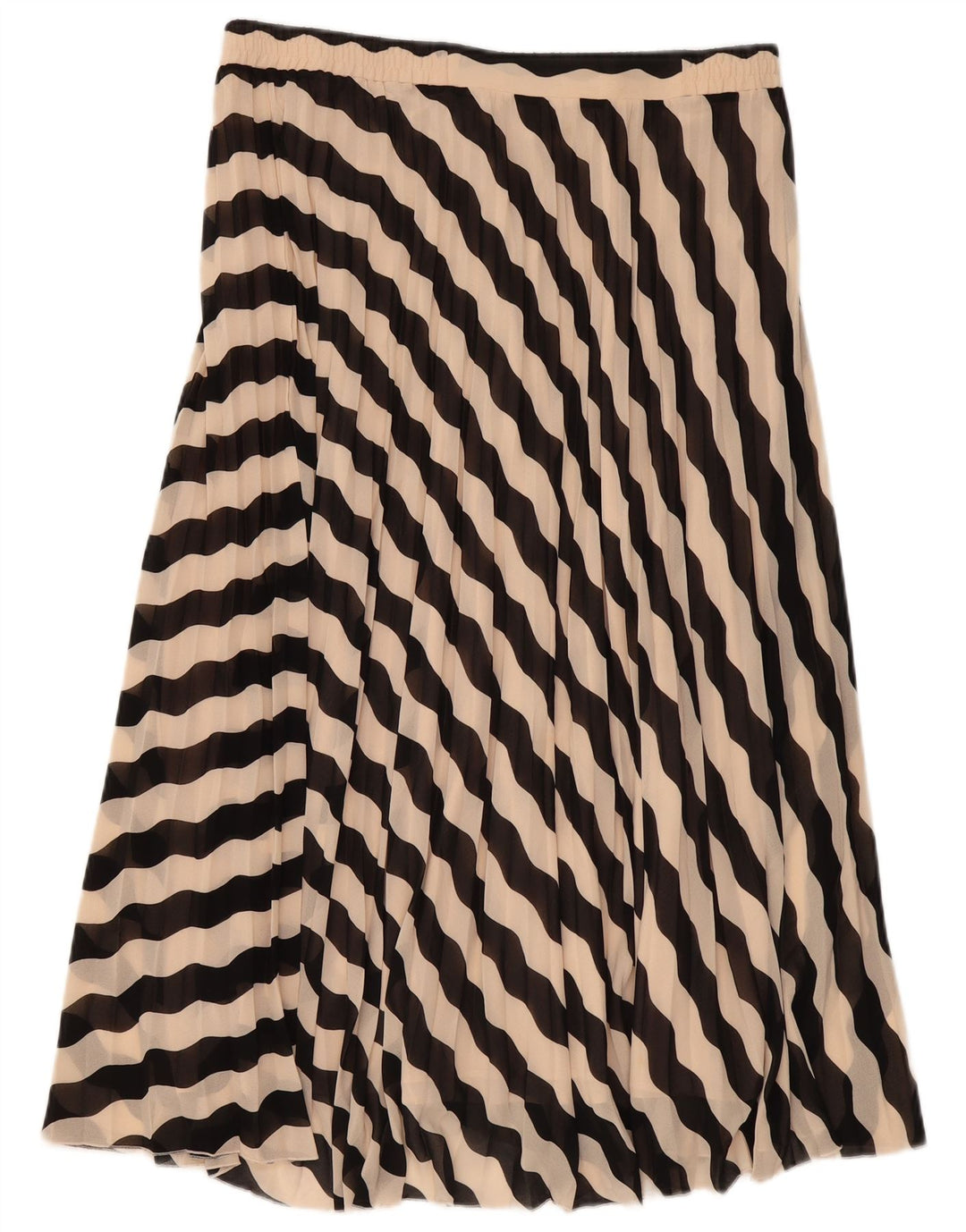 Marks & Spencer A-line nederdel til kvinder UK 18 XL W36 sort stribet polyester