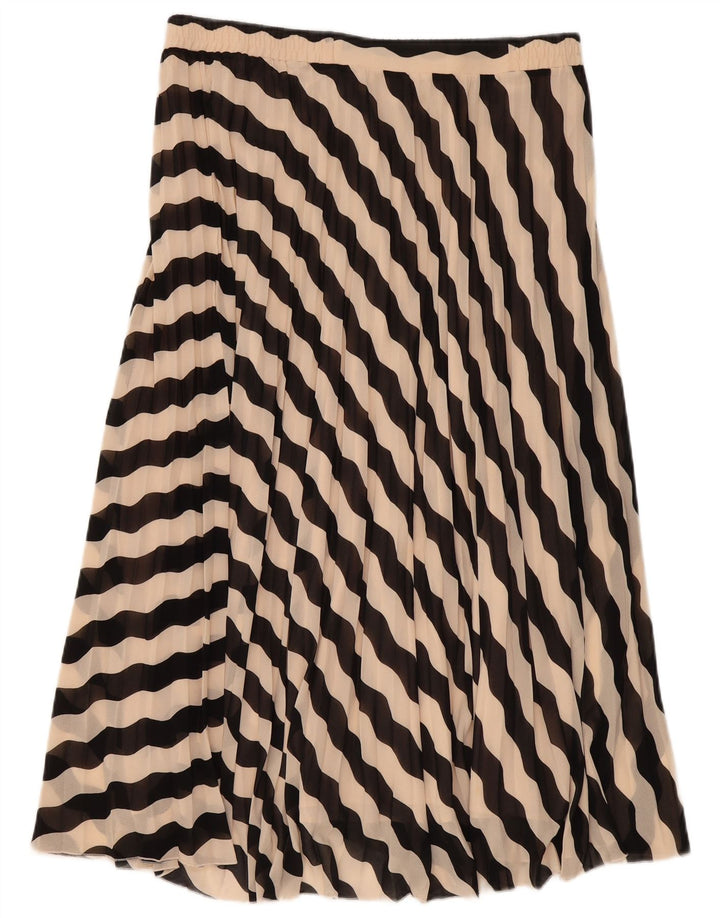 Marks & Spencer A-line nederdel til kvinder UK 18 XL W36 sort stribet polyester