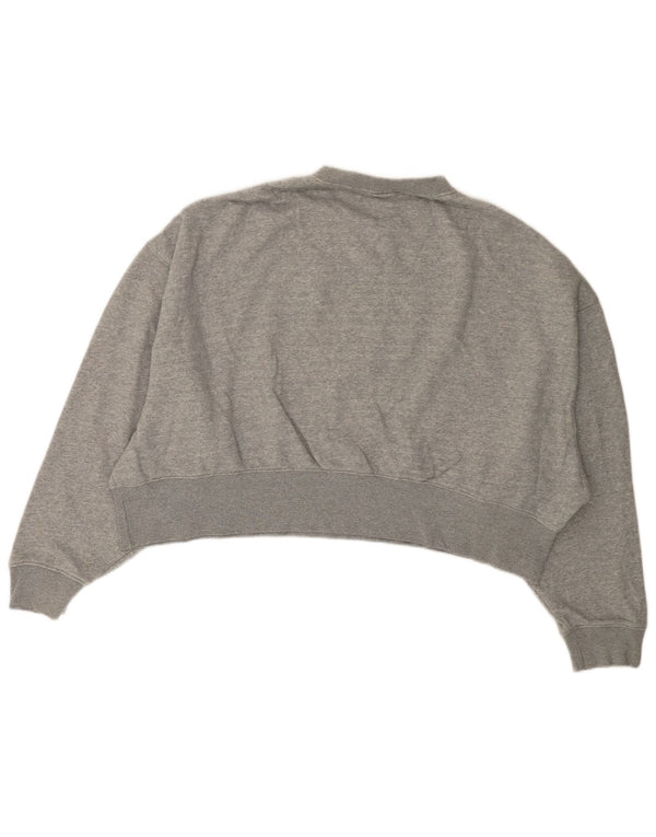 NIKE Womens Oversized Crop Sweatshirt Jumper UK 14 Medium Grey Bomuld