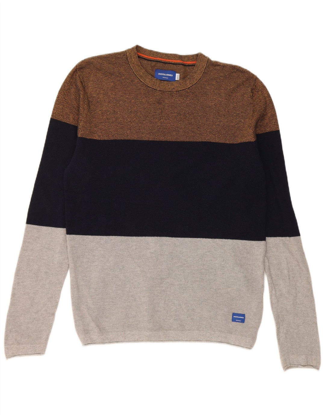 Jack & Jones herre sweater med rund hals, stor flerfarvet farveblok