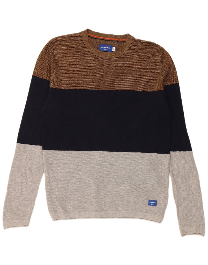 Jack & Jones herre sweater med rund hals, stor flerfarvet farveblok