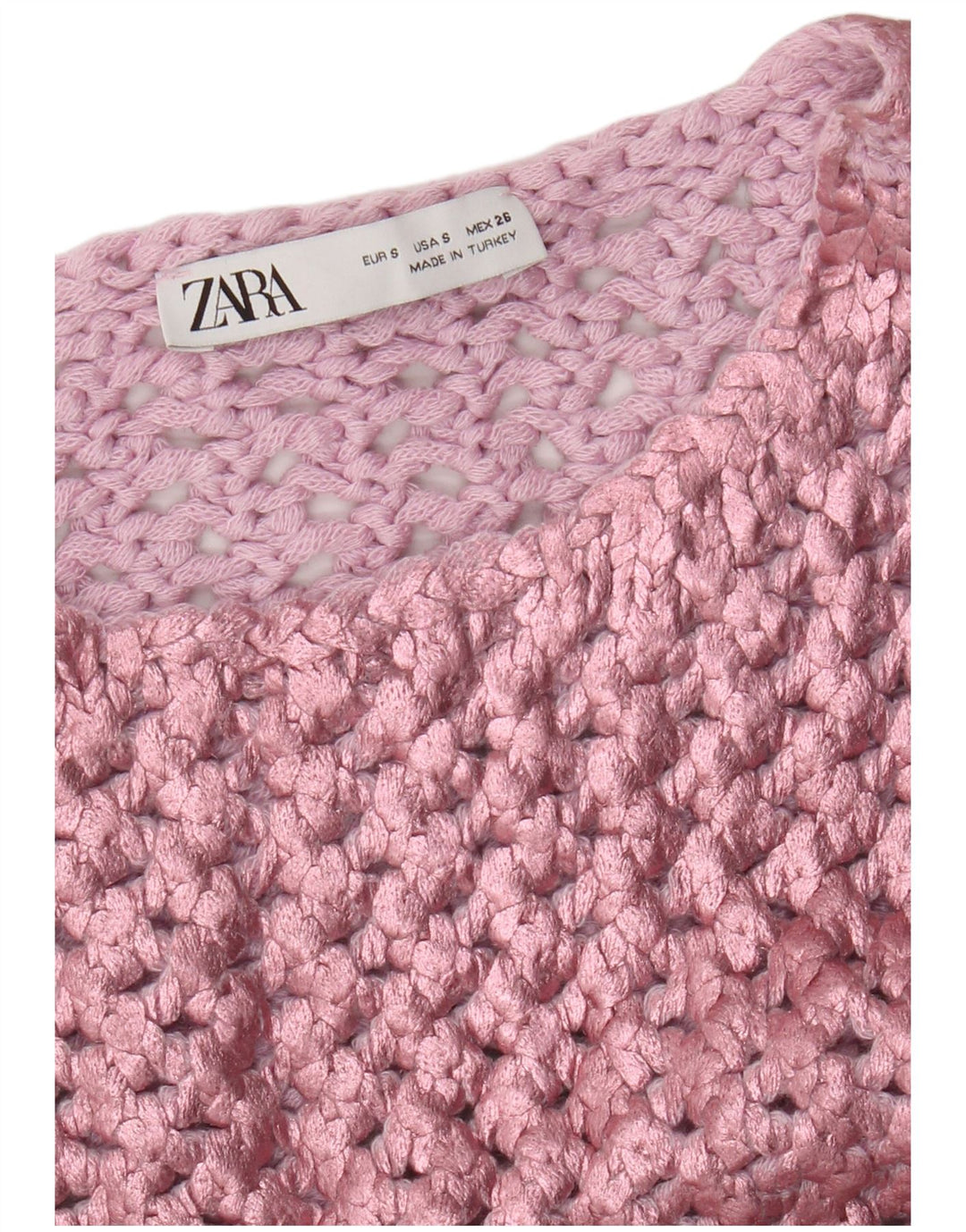 Zara Dame Ærmeløs Hæklet Bluse Top UK 8 Small Pink