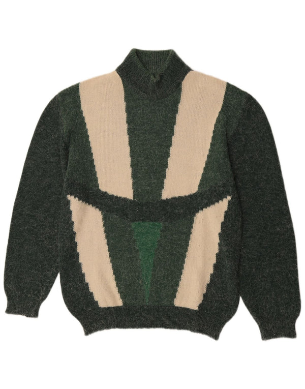 Vintage Dame Turtle Neck Jumper Sweater UK 14 Large Green Retro