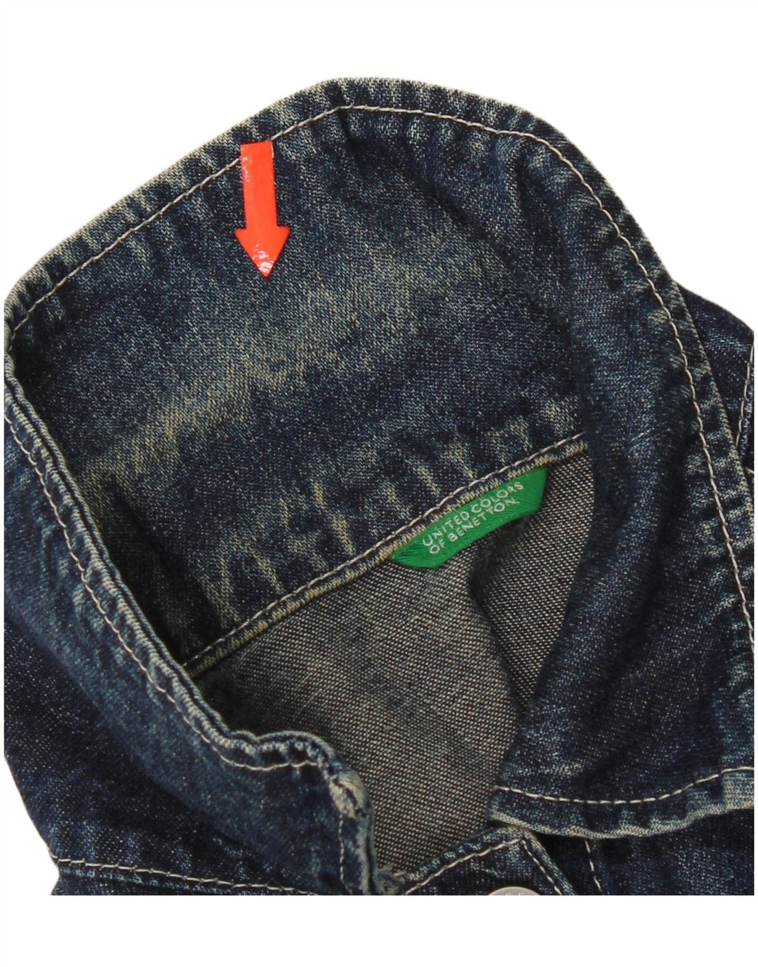 Benetton Dame Crop Denim Jacket UK 10 Small Blue Cotton