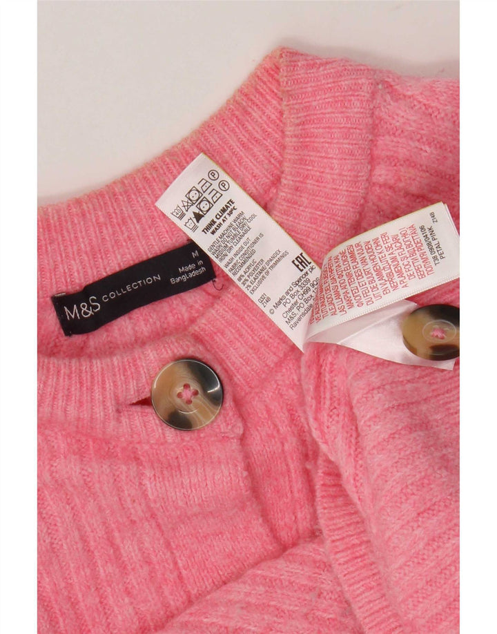 Marks & Spencer Womens Regular Fit Cardigan Sweater UK 14 Medium Pink