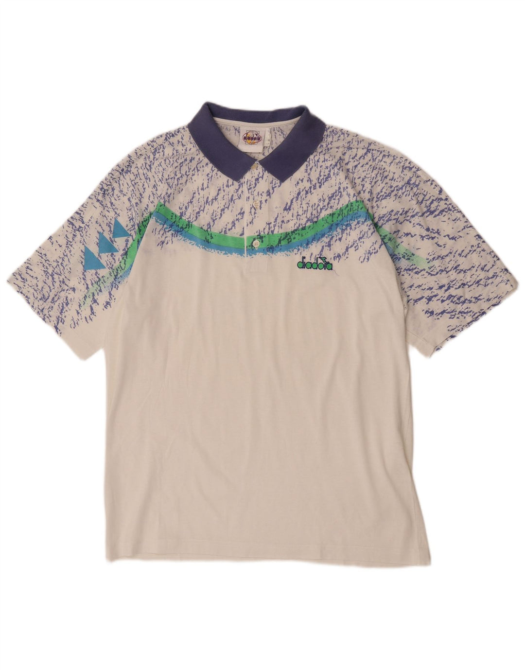 Diadora kortærmet herre poloshirt med abstrakt mønster IT 52 Stor hvid