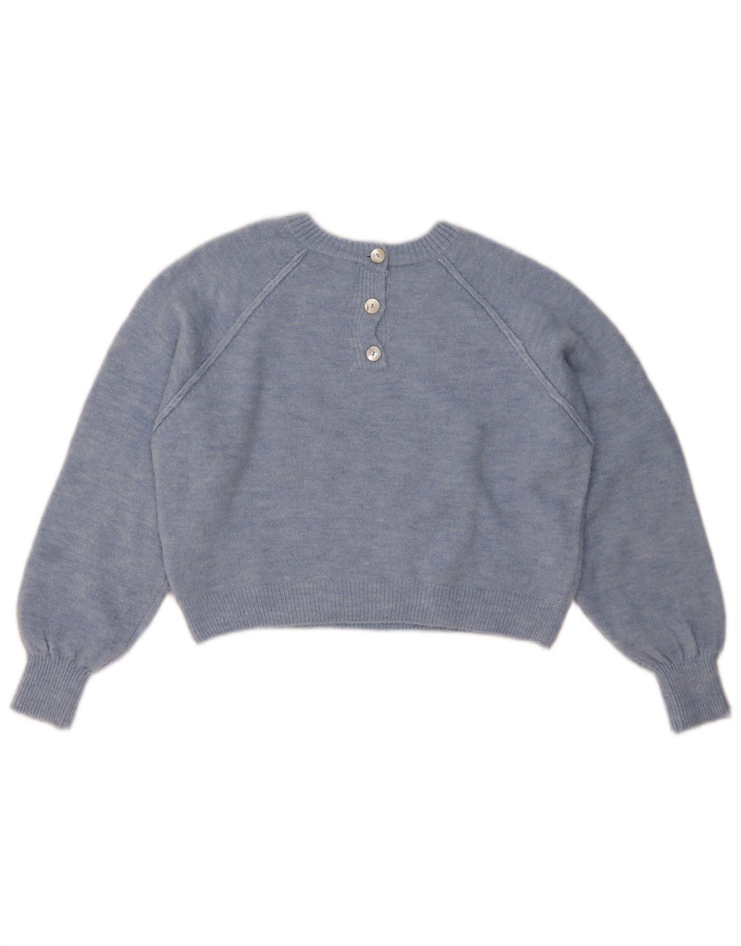 ZARA Womens Crop Oversized Crew Neck sweater UK 10 Small Blue