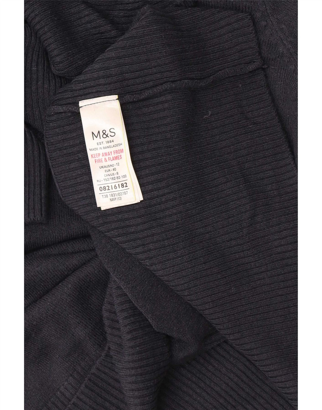 Marks & Spencer Dame Rullehals sweater UK 12 Medium Navy Blue