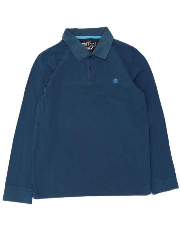 Timberland Herre langærmet Slim Fit Polo Shirt Medium Blue Bomuld