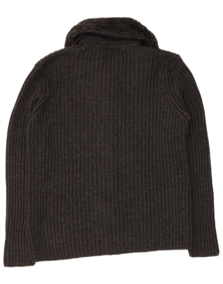 Marks & Spencer Dame Cardigan Sweater UK 12 Medium Grå Akryl