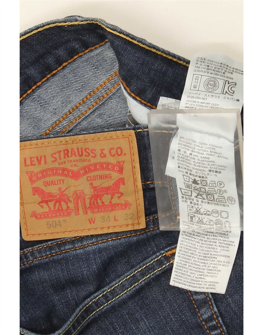 Levi's Dame 504 Straight Jeans W34 L32 Blå Bomuld