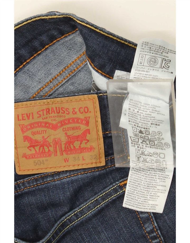 Levi's Dame 504 Straight Jeans W34 L32 Blå Bomuld