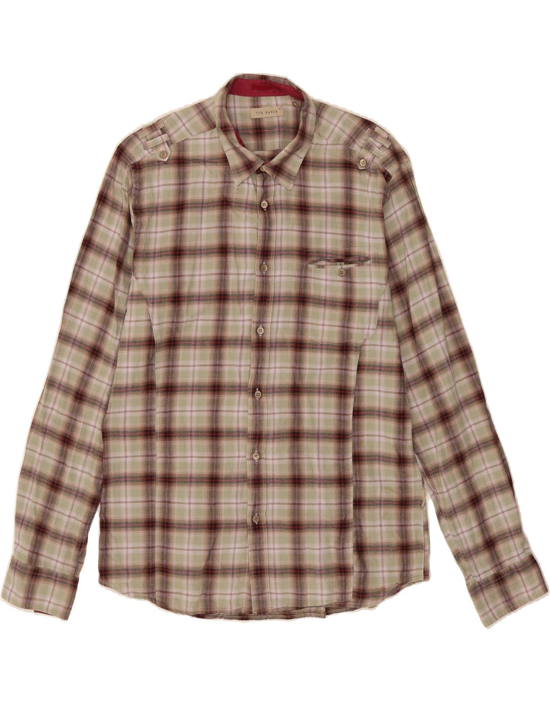 TED BAKER Mens Flannel Shirt Size 5 XL Green Check Cotton Vintage Ted Baker and Second-Hand Ted Baker from Messina Hembry 