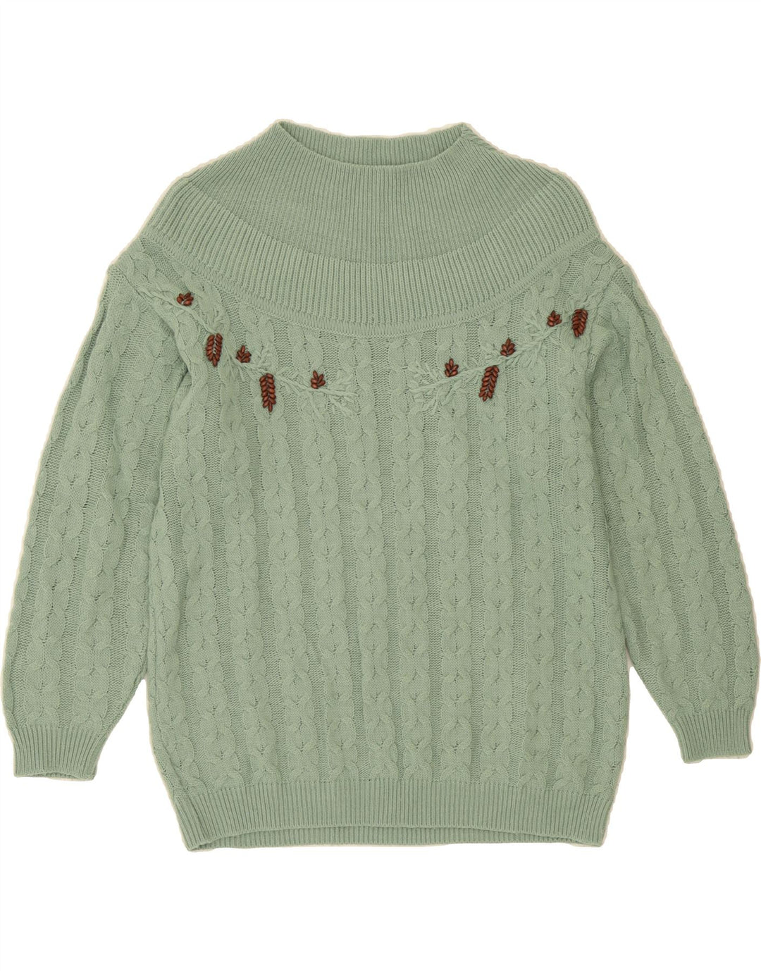 VINTAGE Womens Turtle Neck Jumper Sweater UK 16 Large Green Wool Vintage Vintage and Second-Hand Vintage from Messina Hembry 