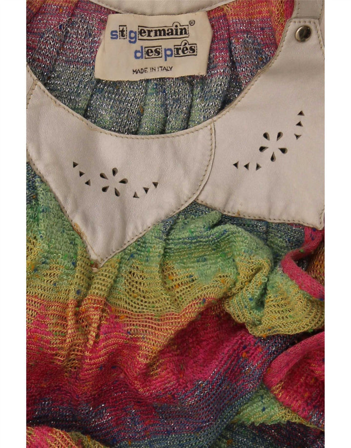 Vintage Dame Ærmeløs Basic Kjole UK 12 Medium Flerfarvet Stribet