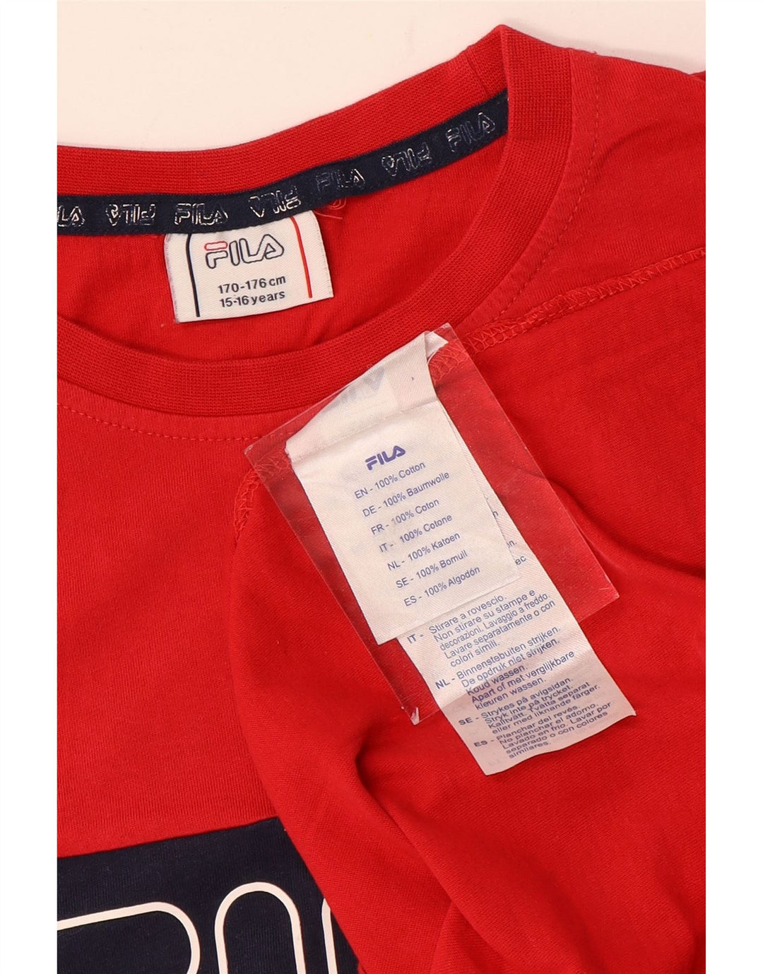 Fila Boys Grafisk T-Shirt Top 15-16 År Rød Colourblock Bomuld