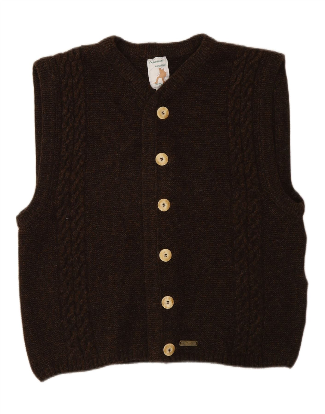 Hochland Herre ærmeløs cardigan sweater Medium brun uld
